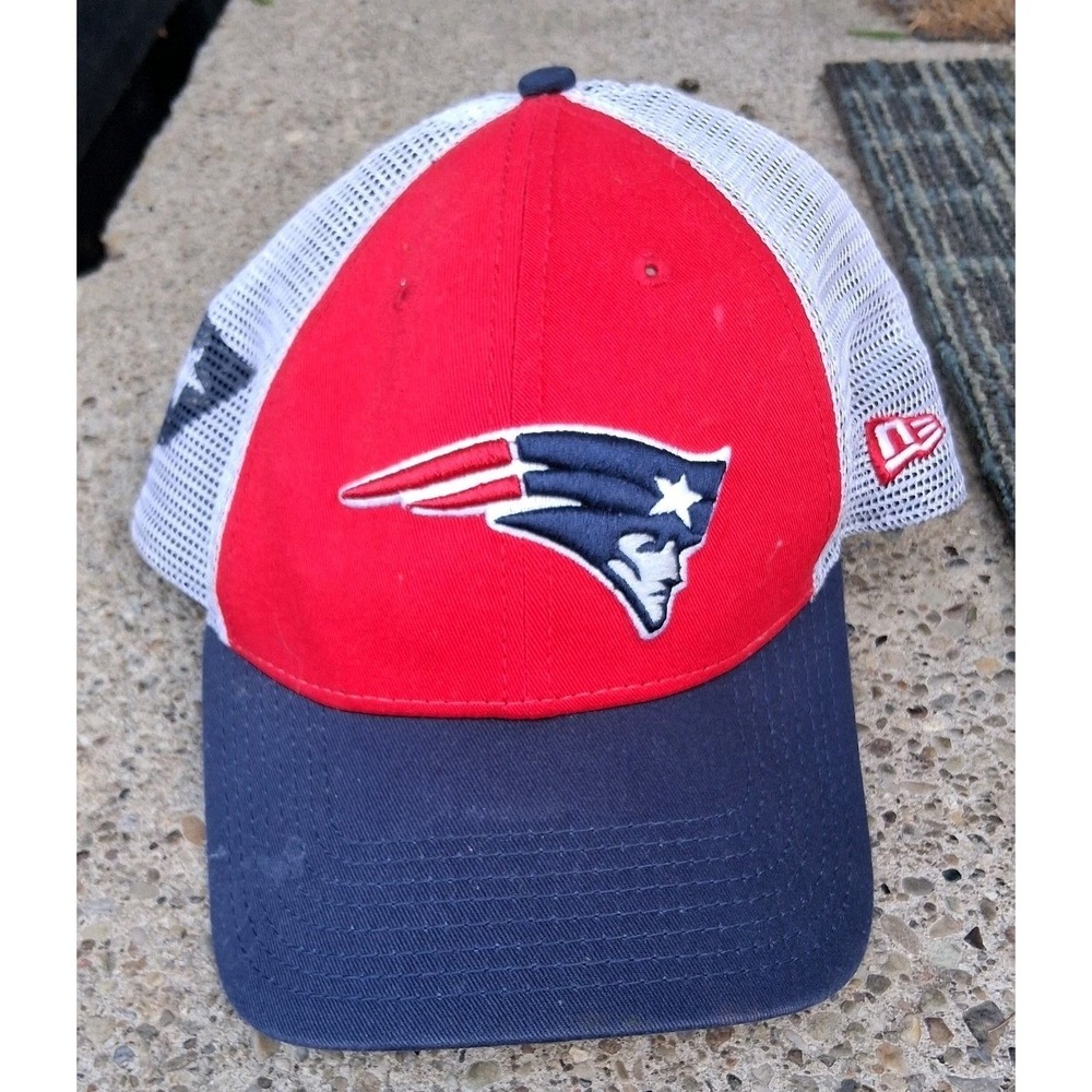 New England Patriots New Era 9Forty Cap Hat Embroidered Mesh Trucker Red Blue...
